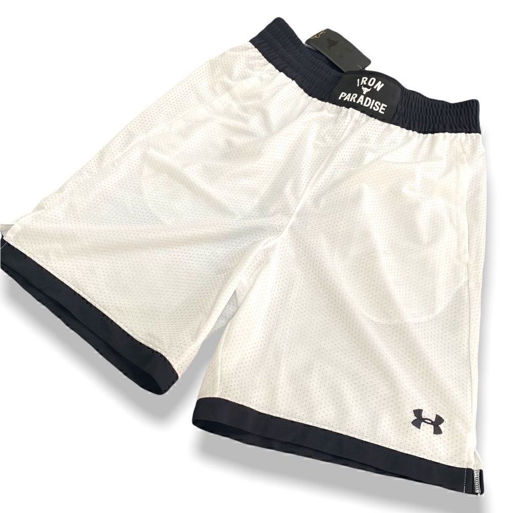 Under Armour UA Project Rock Iron Paradise Mesh Shorts White 1361618-100 size M